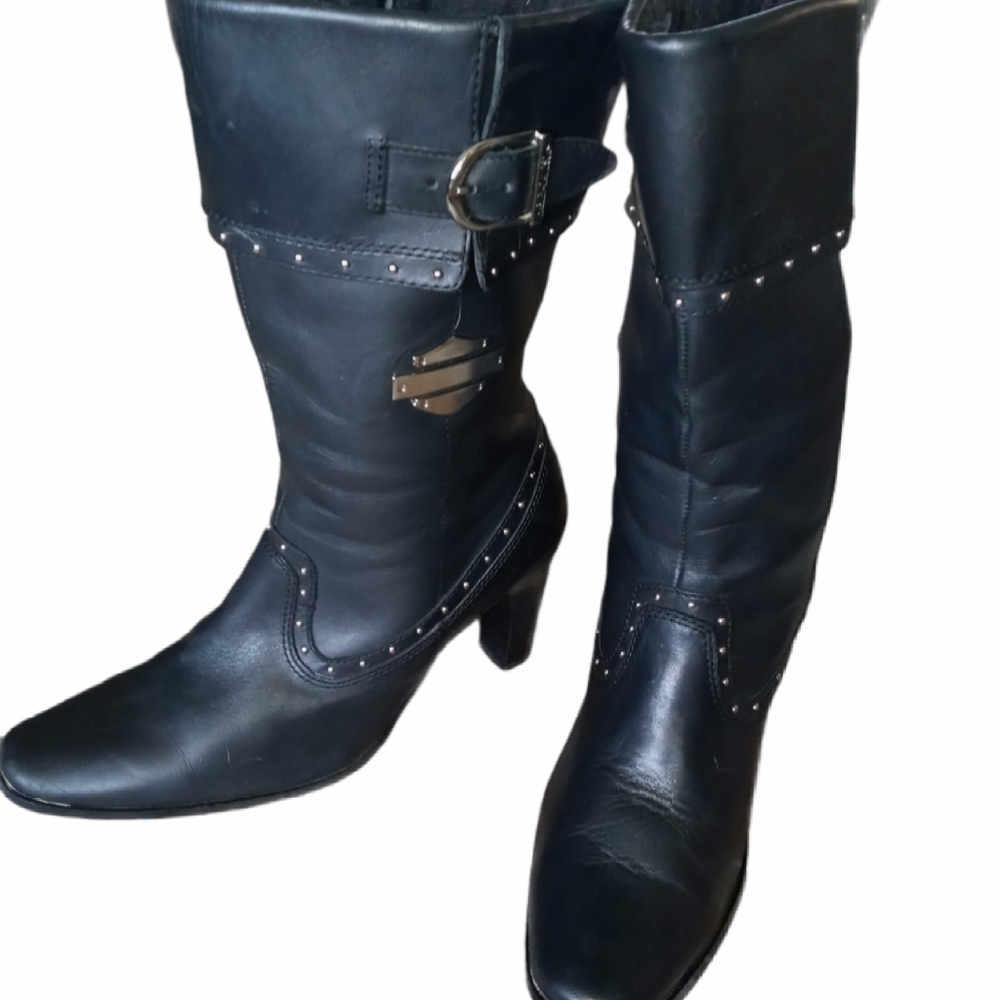Harley Davidson calf length heeled boots